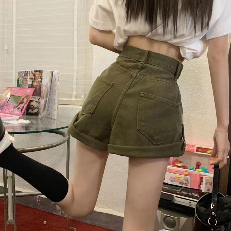 Quần Short Denim Lưng Cao Mỏng Phong Cách Retro Mùa Hè Hàng Mới Dành Cho Bạn Nữ