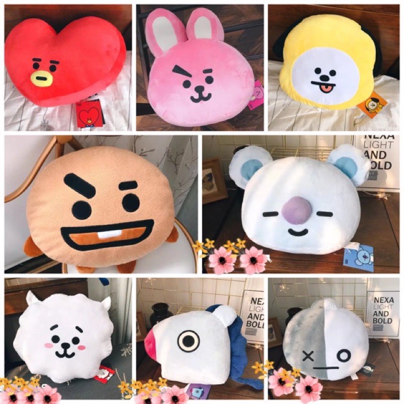 XẢ hàng có thể bị bụi do trưng bày Gấu bông Gối ôm BT21 sz lớn(đủ mẫu) gạt sang bên cạ