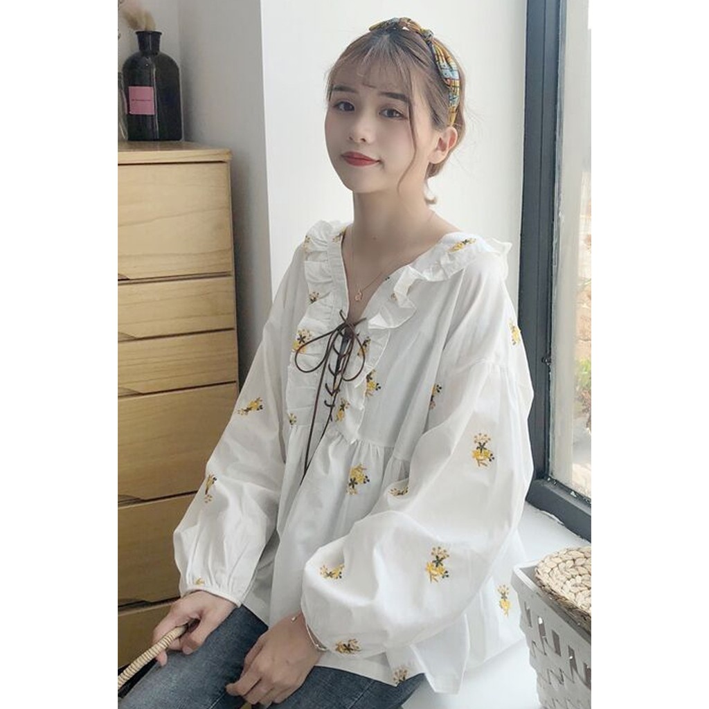 Áo babydoll thêu hoa Siêu xinh | BigBuy360 - bigbuy360.vn