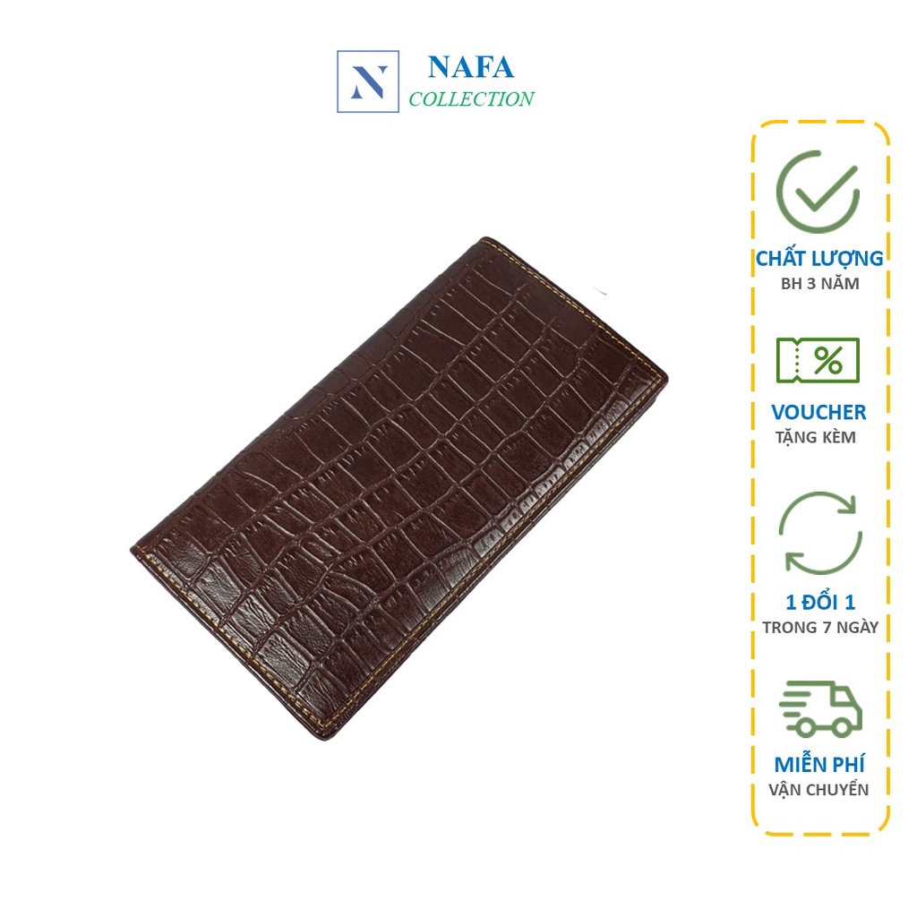 Ví dài cầm tay nam nữ da bò vân cá sấu cao cấp NAFA WL123 thời trang sang trọng
