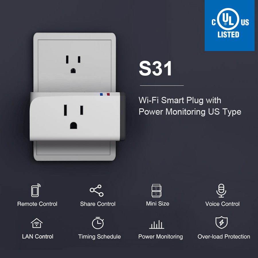 Phích Cắm Thông Minh Sonoff S31 Tích Hợp Tính Năng Lượng Mặt Trời Điều Khiển Bằng Giọng Nói