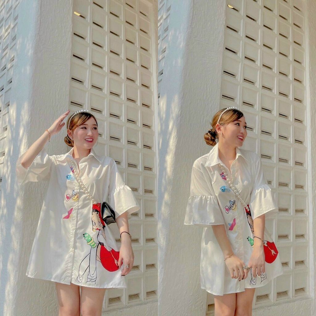 đầm váy nữ dễ thương vải đẹp oversize