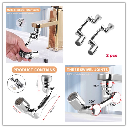 Bộ 1 / 2 Linh Kiện Điện Tử 1080° Đầu Lọc Vòi Nước Màu Sắc Bạc Có Thể Xoay Tiện Dụng