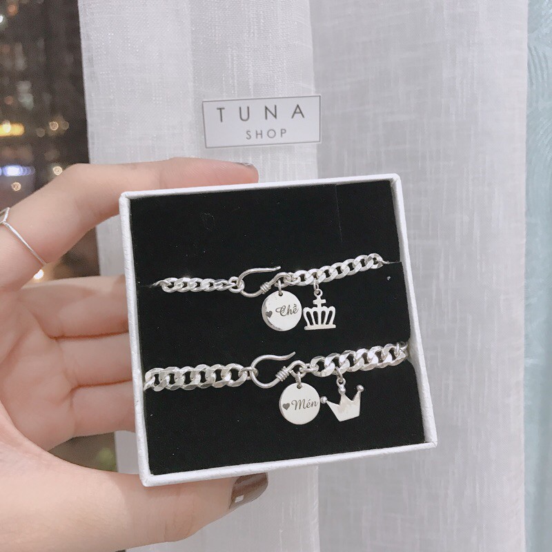 Vòng tay đôi THIẾT KẾ [𝑲𝒉𝒂̆́𝒄 𝒕𝒉𝒆𝒐 𝒚𝒆̂𝒖 𝒄𝒂̂̀𝒖] Lắc đôi Bạc _ 𝑨̉𝒏𝒉 +𝑽𝒊𝒅𝒆𝒐 𝒕𝒉𝒂̣̂𝒕 __ Cam kết chuẩn Bạc_TUNASHOP