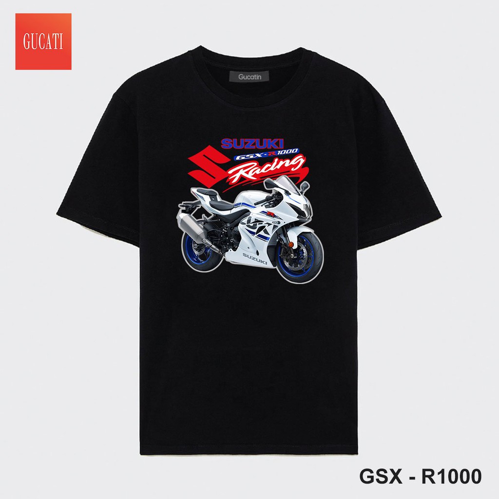 Áo thun cổ tròn ngắn tay GUCATI nam nữ form chuẩn logo GSX-R1000, áo thun unisex trẻ trung năng động cá tính