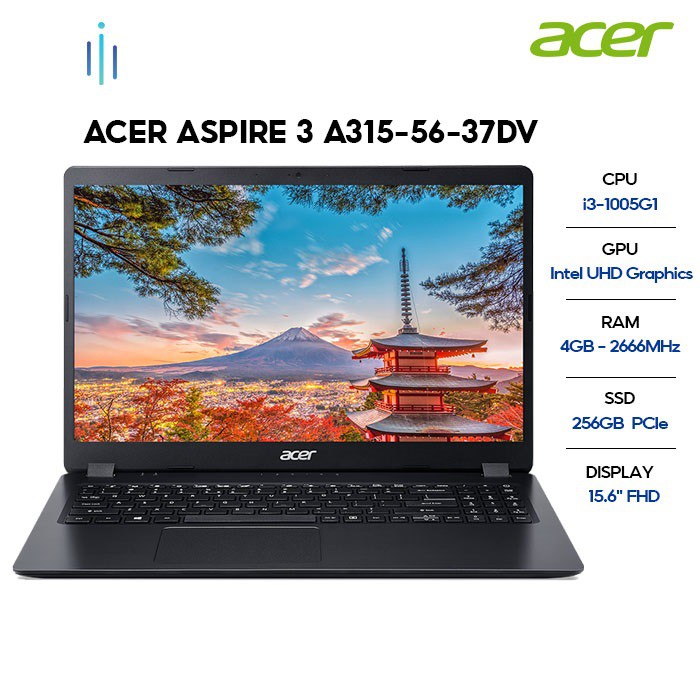 Laptop Acer Aspire 3 A315-56-37DV i3-1005G1 | 4GB | 256GB | 15.6' FHD | Win 10