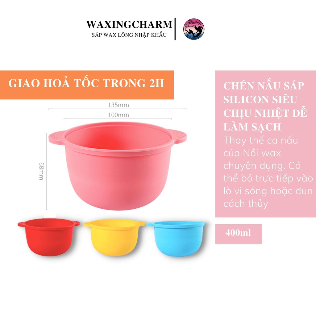 Combo Wax Sáp Wax Lông Nóng Waxingcharm Và Chén Nấu Sáp Silicon Dành Cho Nách, Body, Bikini