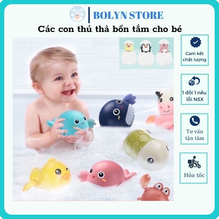 Đồ Chơi Nhà Tắm Cho Bé - Rùa Bơi, Cá, Cua, Heo, Vịt Siêu Đáng Yêu Cho Bé Dùng Để Chơi Trong Bồn Tắm