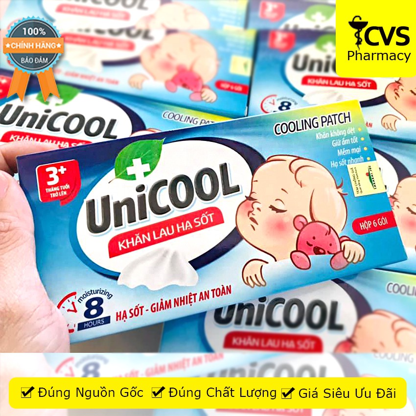 Khăn lau hạ sốt UniCool - Giúp hạ nhiệt và hạ sốt cho trẻ em từ 3 tháng tuổi trở lên và người lớn - cvspharmacy