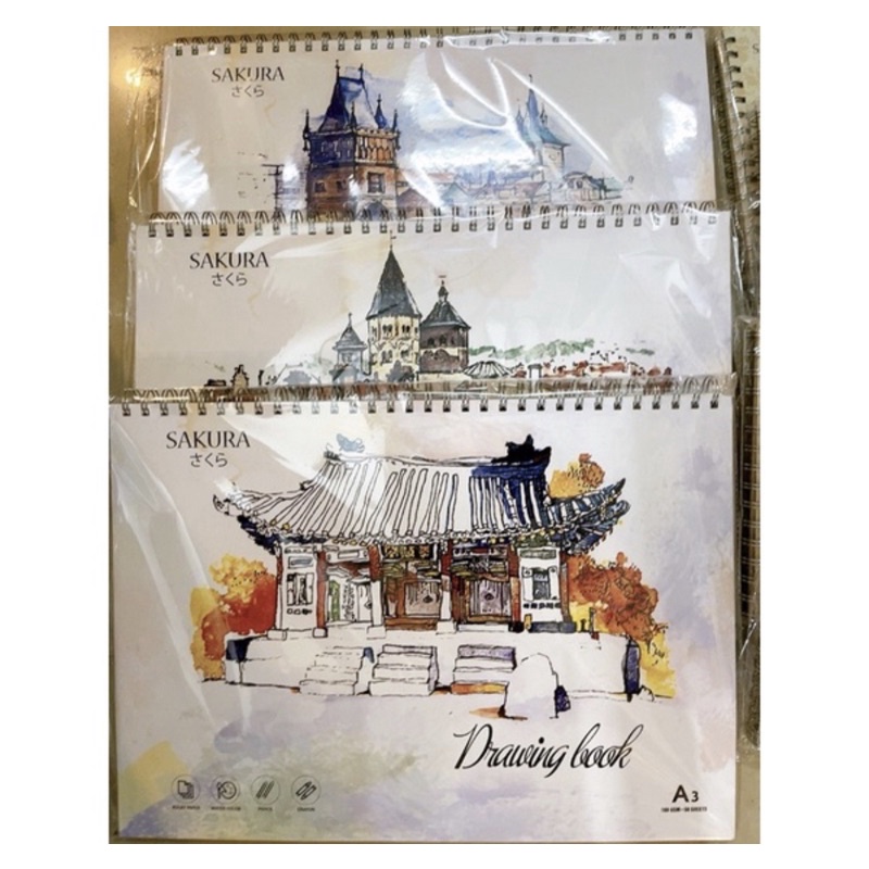 Sổ vẽ Sakura A3/A4/A5/A6 50 trang bìa màu drawing book