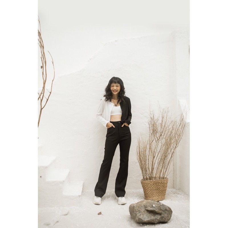 Black flared pants - Quần ống loe dài