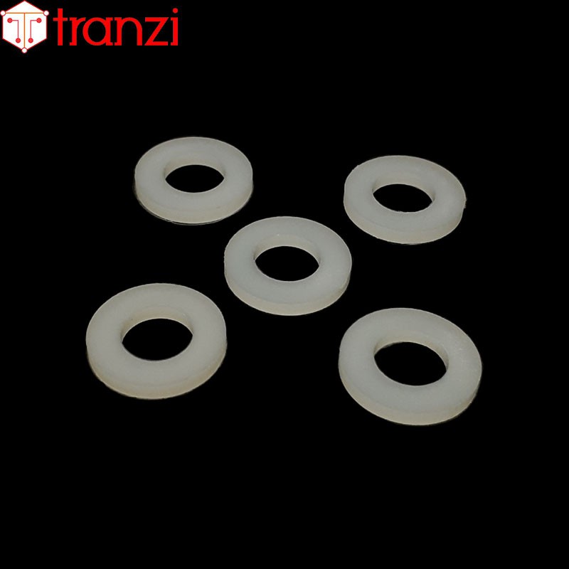 Long đen phẳng nhựa trắng M8x16+2 - túi 50 cái