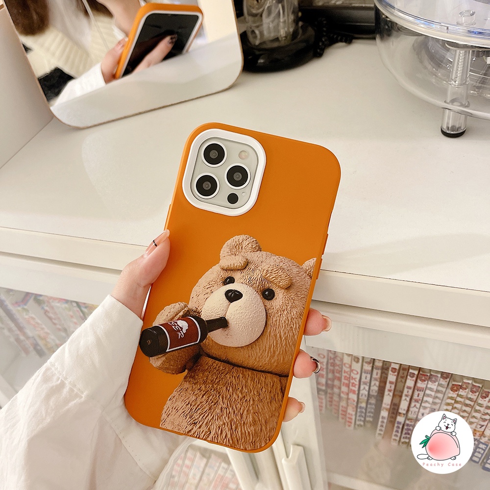 Ốp điện thoại mềm in hình gấu Teddy đáng yêu 3 trong 1 tháo được thích hợp cho IPhone 12 11 PMax X Xs Max XR 8 7 Plus