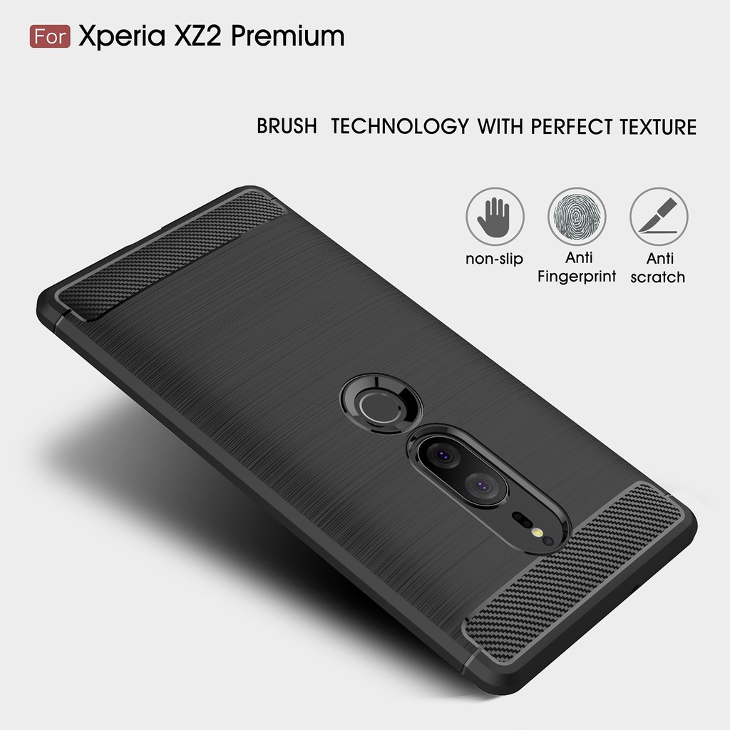 Ốp điện thoại TPU mềm sợi carbon chống va đập chống sốc cho Sony Xperia XZ2 Premium