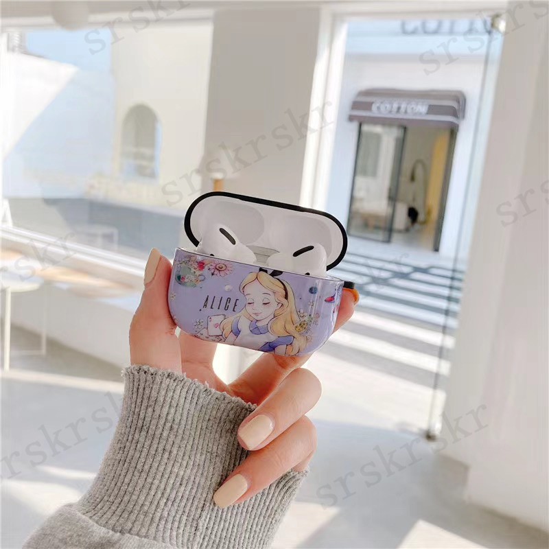 Disney Vỏ Bảo Vệ Hộp Sạc Tai Nghe Airpods 1 / 2 / Pro Họa Tiết Nàng Tiên Cá / Alice Dễ Thương