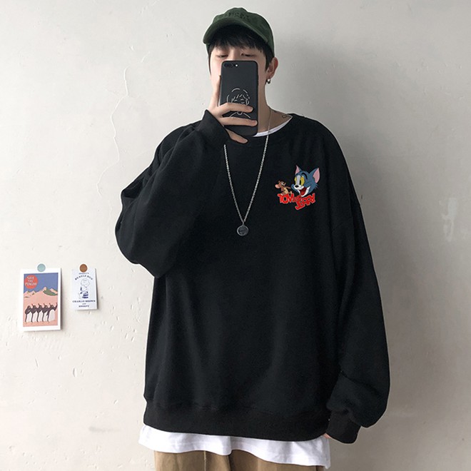 Áo sweater Hàn Quốc chất liệu nỉ ngoại MÈO CHUỘT M007 | BigBuy360 - bigbuy360.vn