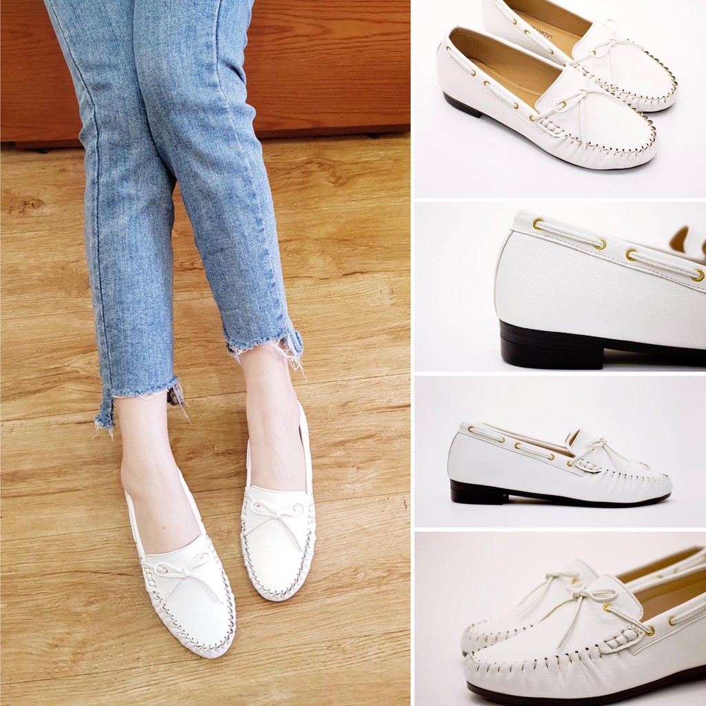 GIÀY MỌI MOCCASIN TRẮNG NƠ CM001WN | BigBuy360 - bigbuy360.vn