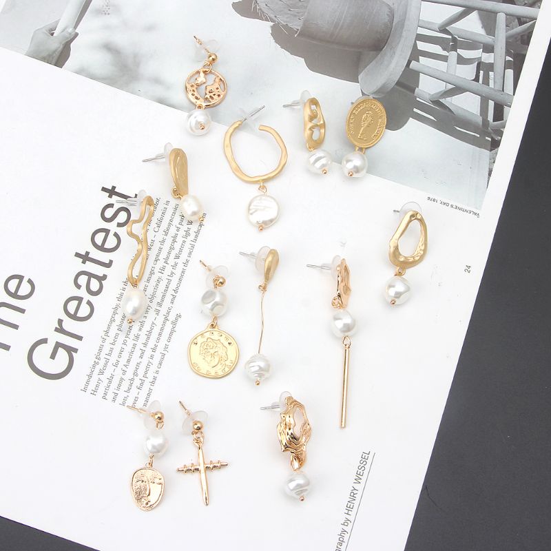 Khuyên Tai Nữ Trang Dáng Dài Đính Ngọc Trai Phong Cách Hiphop