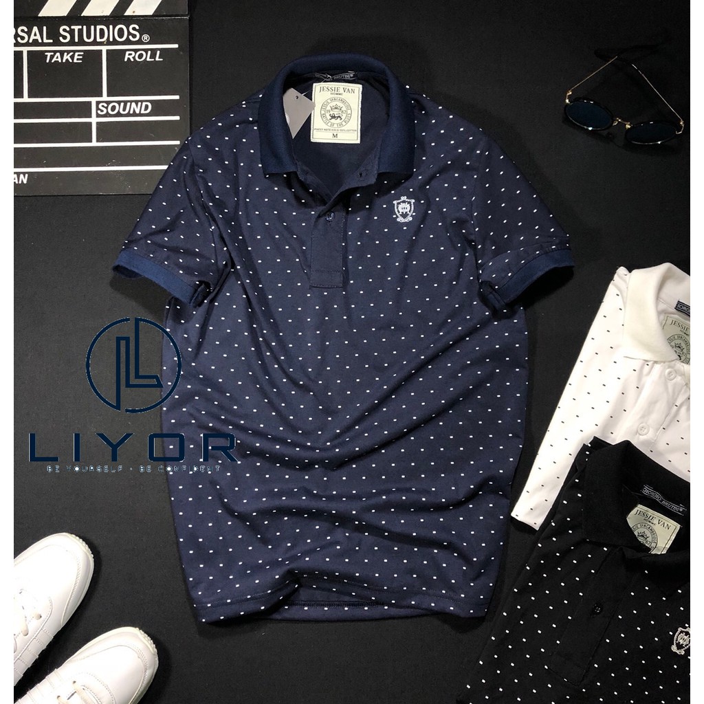 Áo thun nam có cổ thiết kế chấm bi cao cấp thời trang nam Liyor - TACB4033