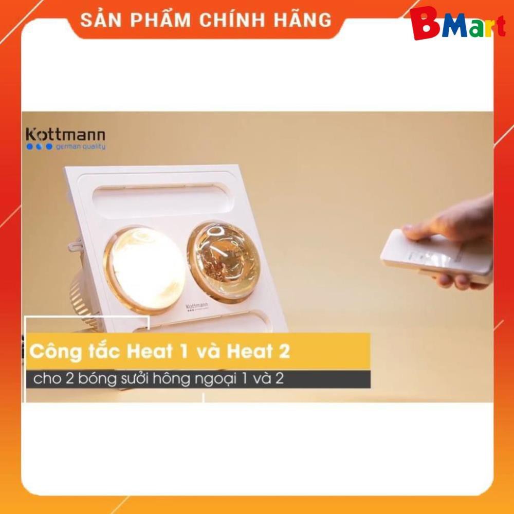 [Hỏa tốc 1 giờ] [FREESHIP] Đèn sưởi 2 bóng Kottmann âm trần có điều khiển từ xa K9-R - Hàng cao cấp - BH 12 tháng  - BM