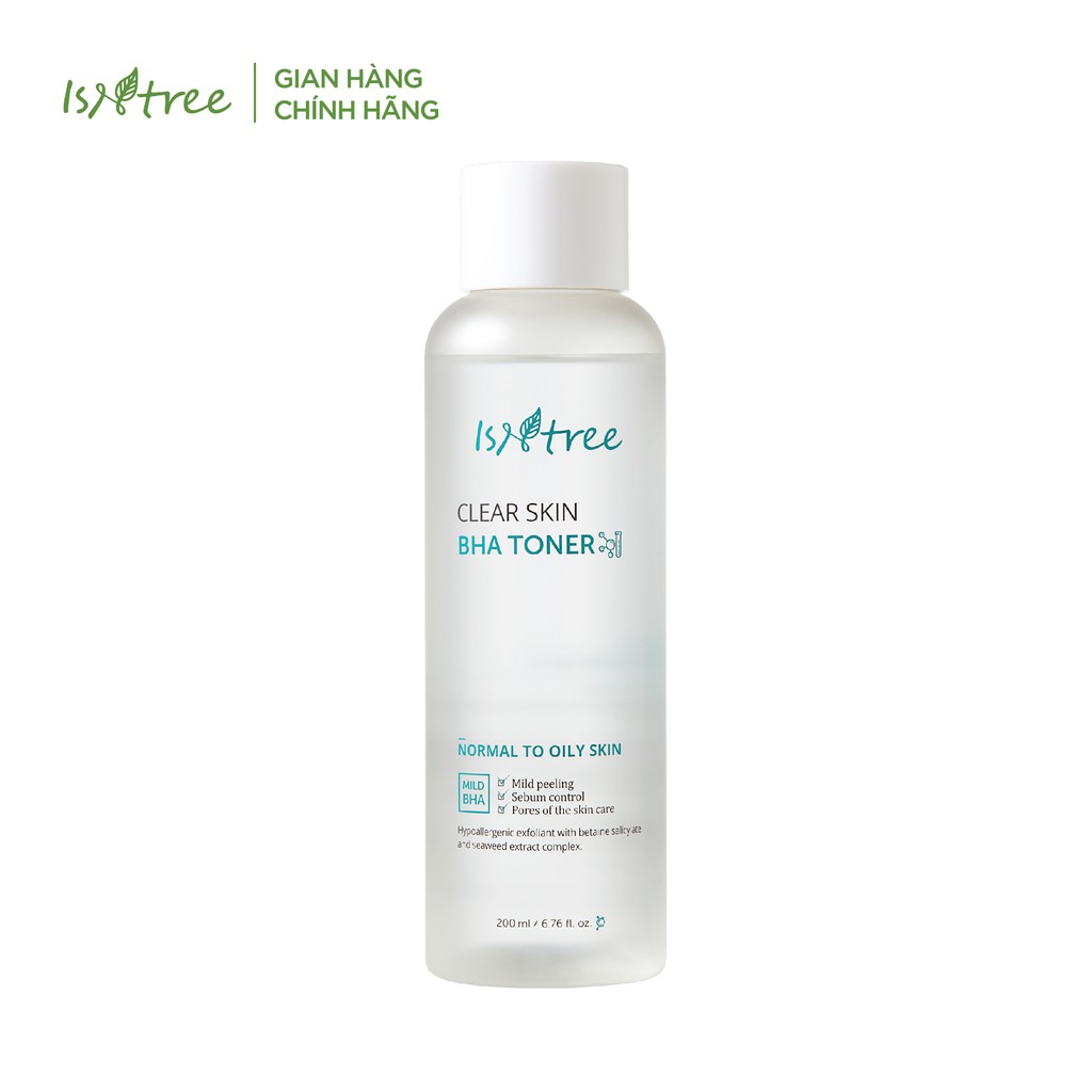 Toner tẩy tế bào chết ISNTREE CLEAR SKIN BHA TONER 200ml