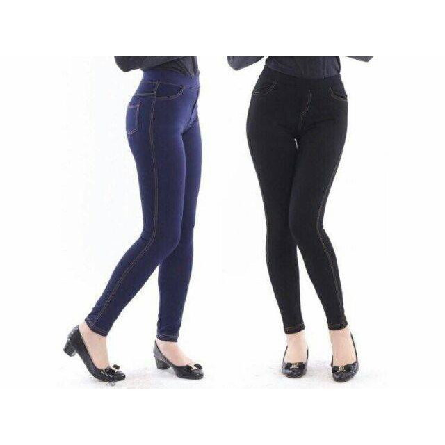 Quần legging giả jean vải cotton da cá co dãn