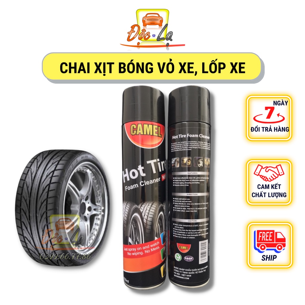 Chai xịt bóng vỏ, làm đen lốp xe và phục hồi nhựa nhám CAMEL HOTTIRE