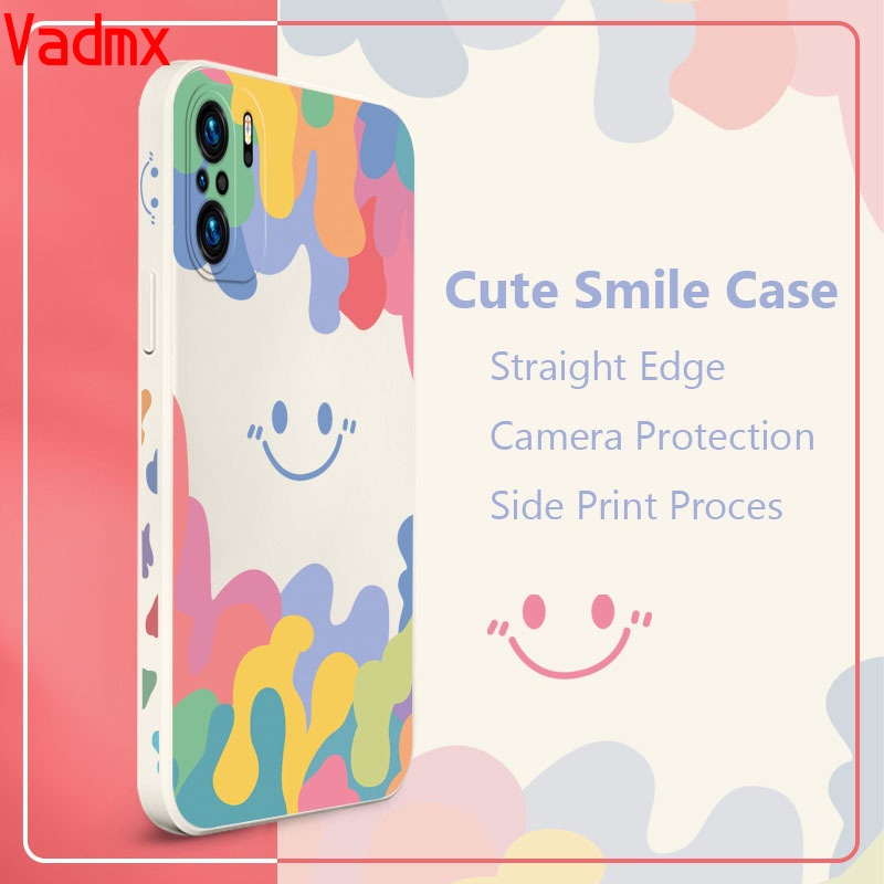 For Xiaomi Poco F3 X2 Mi 9 SE Pro 8 Lite A2 Redmi Note 7 Pro Case Cute Rainbow Smile Pattern Soft Straight Cover For Poco F3 PocoF3 Phone Case