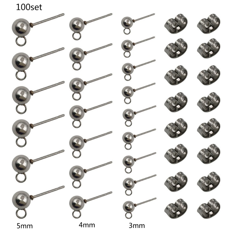 Set 100 Bông Tai Hình Bướm 3 4 5mm Thời Trang Cho Nữ