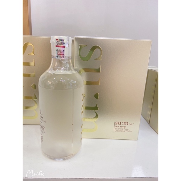 Nước tẩy trang sum:37 400ml date 2024 tăng kèm bông tây trang. Nước tẩy trang đa năng