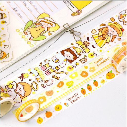 Hộp Washi Tape 5 Cuộn Băng Keo Sticker Giấy Trang Trí Sổ Lưu Niệm DIY - Văn Phòng Phẩm Sáng Tạo