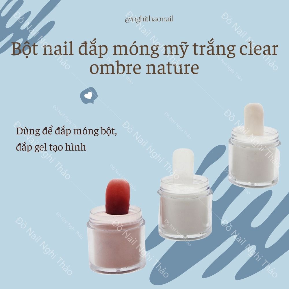 Bột nail đắp móng mỹ trắng clear ombre nature loại hũ 100g