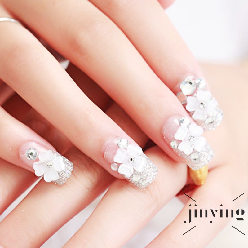 GETNOIVAS [Hàng mới về] Set 24 móng tay giả đính hoa 3d thời trang
