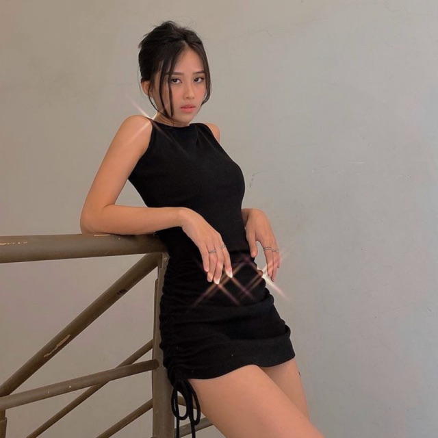 Đầm body rút dây hông style âu-mỹ vintage.gout HÀNG CÓ SẴN