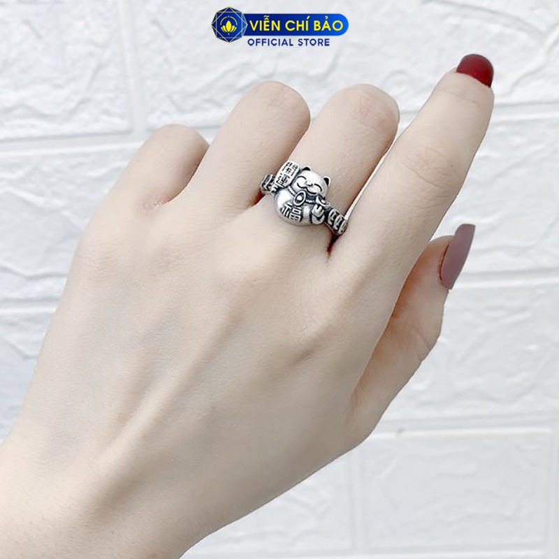 Nhẫn bạc nữ Mèo thần tài Neko chất liệu bạc Thái 925 thời trang phụ kiện trang sức nữ Viễn Chí Bảo N000514
