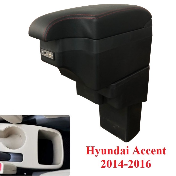 Hộp tỳ tay ô tô cao cấp Hyundai Accent 2014 - 2016 tích hợp 6 cổng USB MÃ: SUSB-HDAC1416 - DẠNG MẶT KHUYẾT