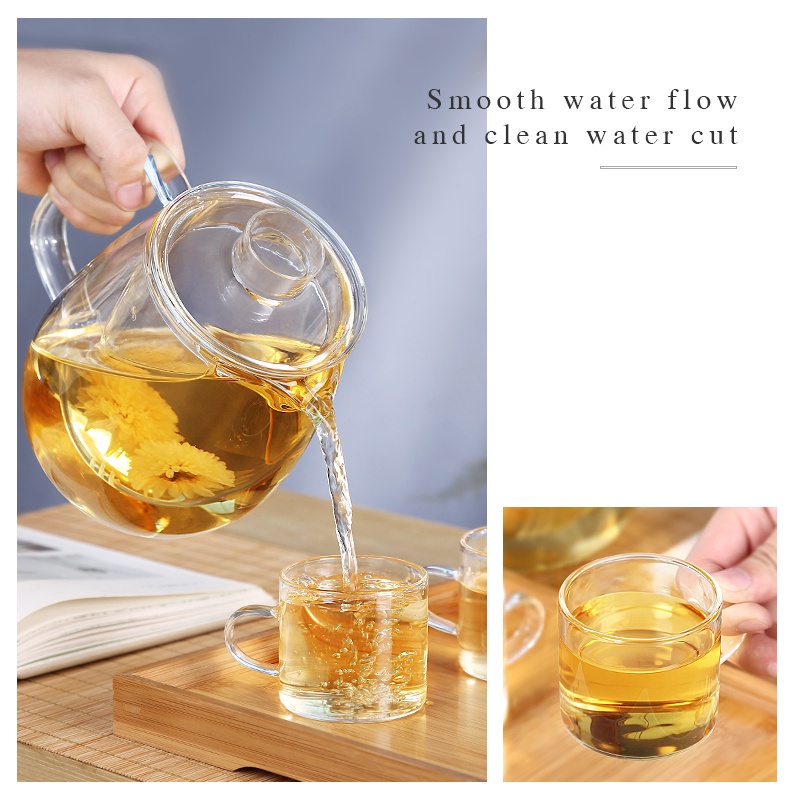 Bình pha trà ONEISALL bằng thủy tinh có ngăn lọc chịu nhiệt tốt chất liệu dày dung tích 600ml 1200ml