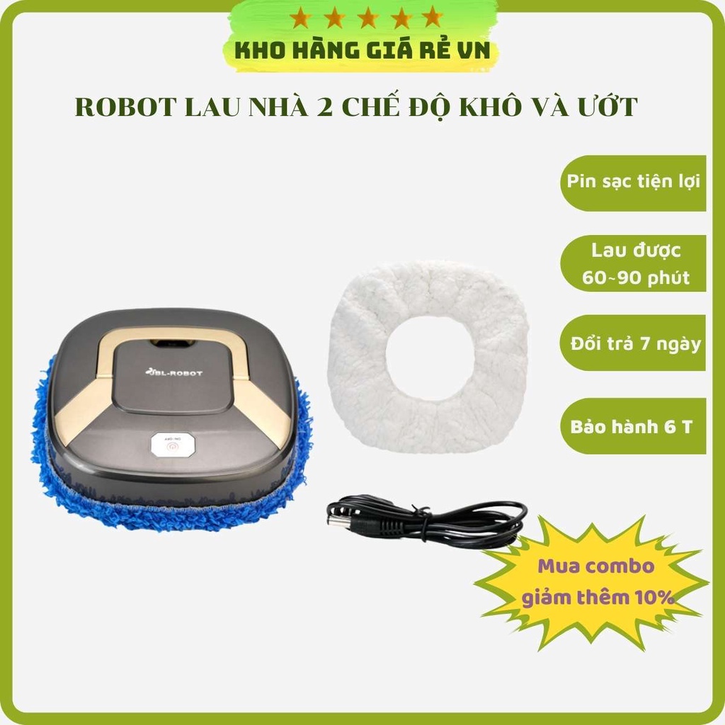 Robot lau nhà thông minh JBL với hai chế độ lau khô và lau uớt làm sạch nền nhà tự động sử dụng pin sạc - có bảo hành