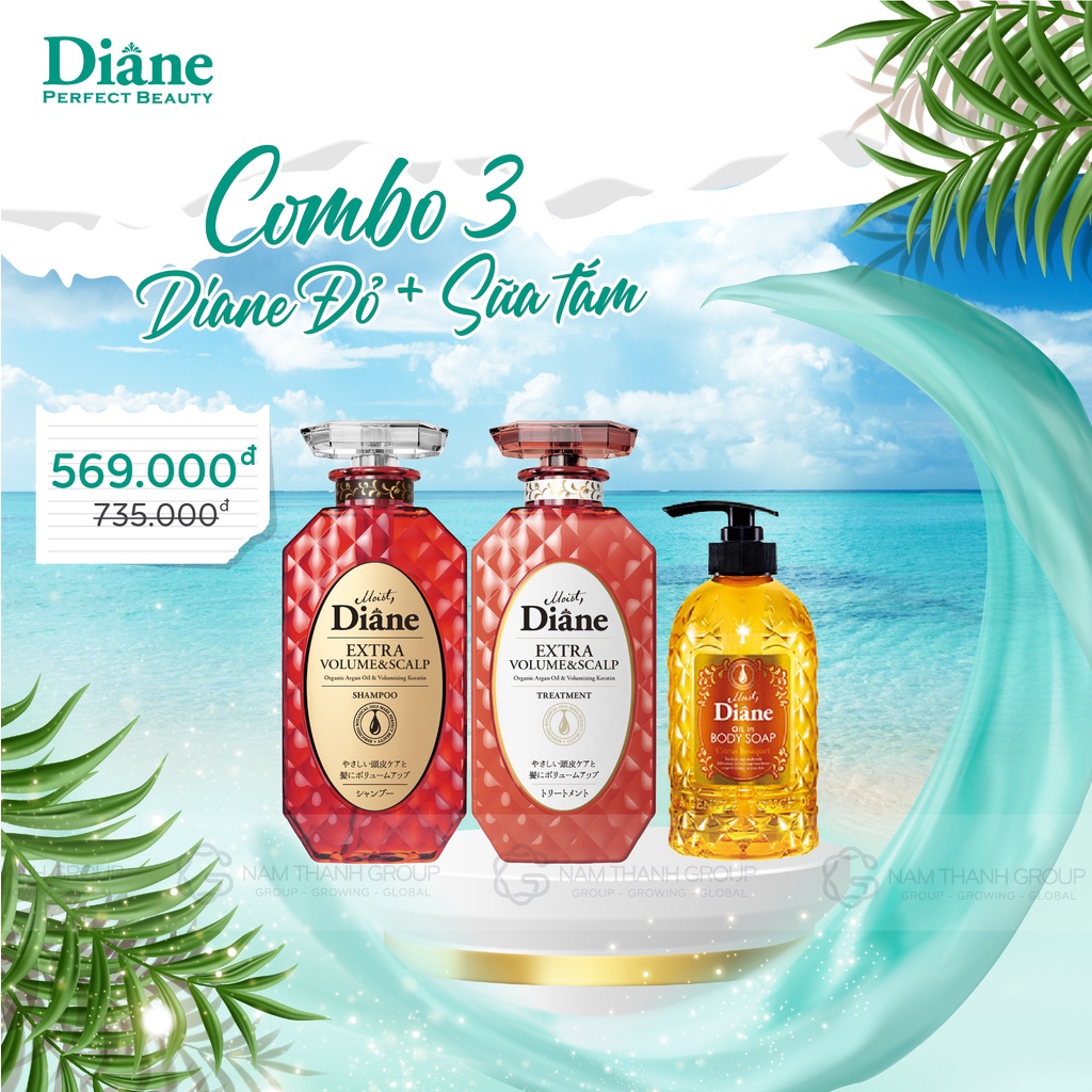 Combo Bộ Đôi Gội Xả Dưỡng Tóc chống rụng &amp; làm phồng tóc Moist Diane Extra Volume &amp; Scalp-450mlx2