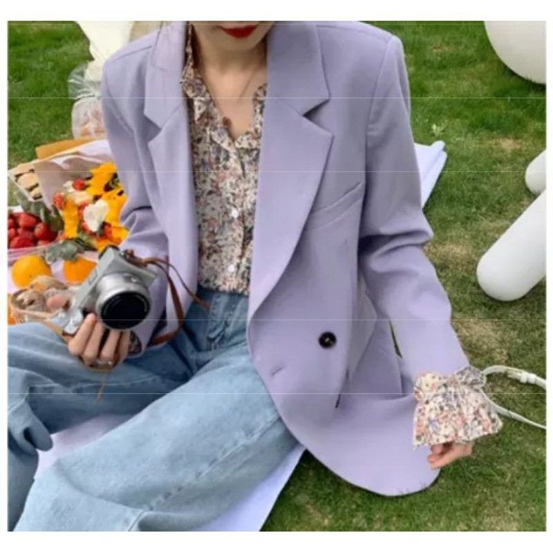 [ORDER] Áo blazer form rộng màu tím kèm 2 cúc - Có ảnh thật | BigBuy360 - bigbuy360.vn