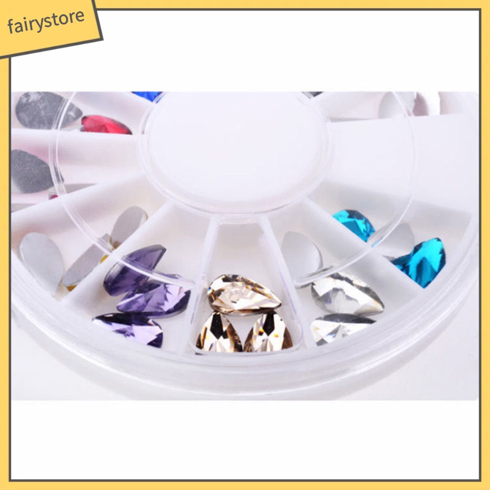 Hộp tròn đựng phụ kiện đá hình giọt nước dùng trang trí móng