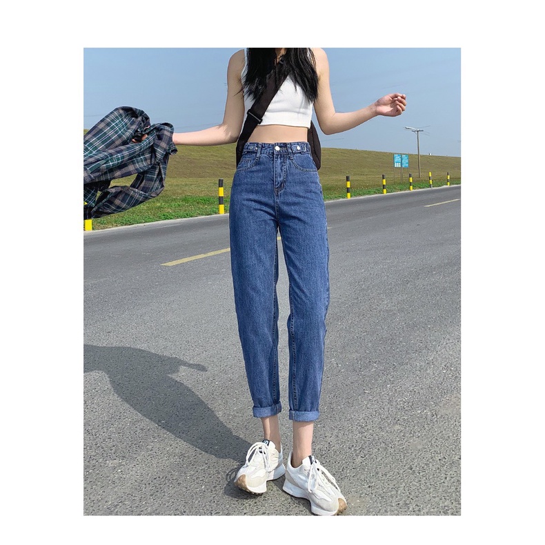 [60kg-90kg] Quần jean baggy nữ BigSize Lưng gài Khoen Kiểu khuy tăng đơ, màu xanh đá phom TO rộng đủ size 105 MLJ