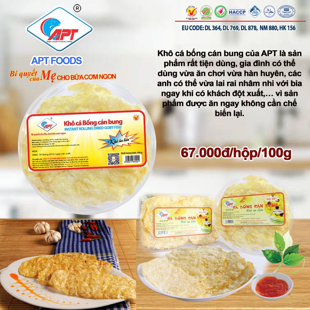 Khô cá bống cán bung APT 100g