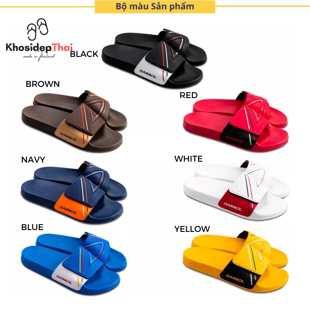 Dép Thái Lan unisex quai ngang khóa xé dán siêu nhẹ siêu êm GAMBOL - GM43114 size nam nữ