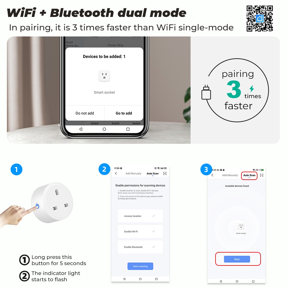 Ổ cắm điện SMATRUL 20A 4400W Tuya wifi phích cắm UK thông minh điều khiển giọng nói không dây cho Google Home Alexa