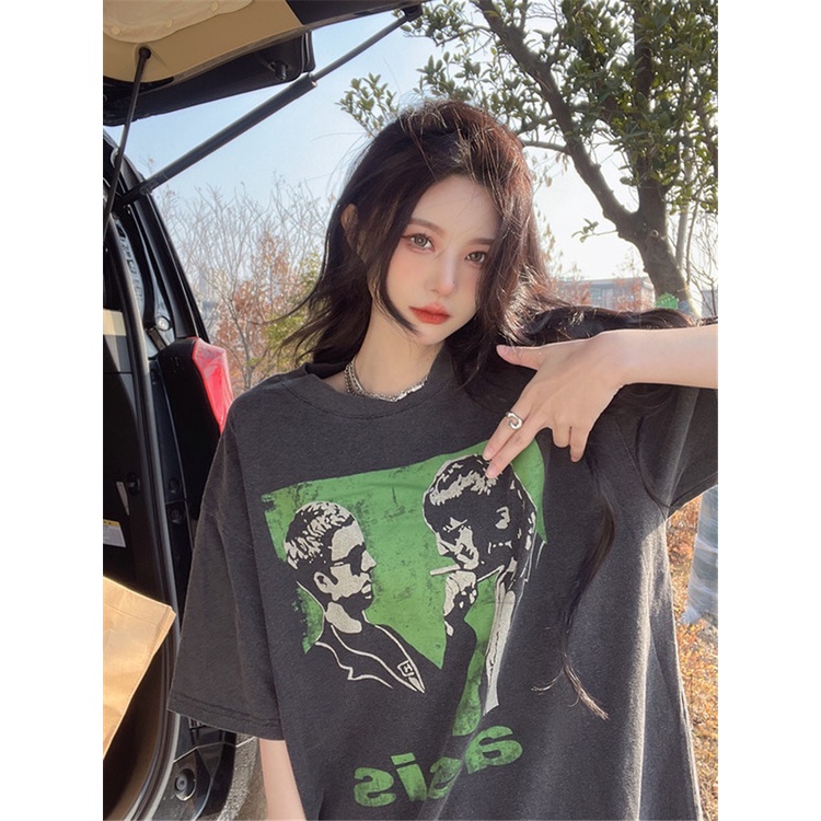 Áo Thun Tay Ngắn Dáng Rộng Chất Liệu Cotton In Họa Tiết Thời Trang Mùa Hè Cho Nữ