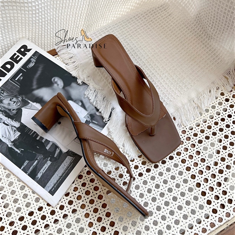 Giày nữ guôc nữ quai xỏ ngón giày cao gót 5p kẹp đẹp gót vuông 5 phân hàn quốc  SHOES PARADISE SH026