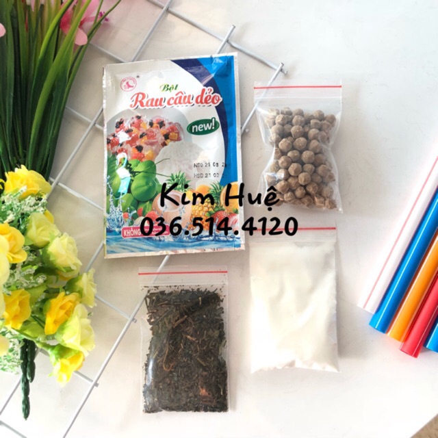 Set làm trà thái (tặng trân châu) trà VN thạch cá dẻo