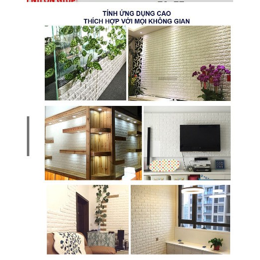 Xốp dán tường giả gạch 3d khổ lớn 70x77cm , chống ồn , cách âm tốt loại 1 siêu dính | BigBuy360 - bigbuy360.vn