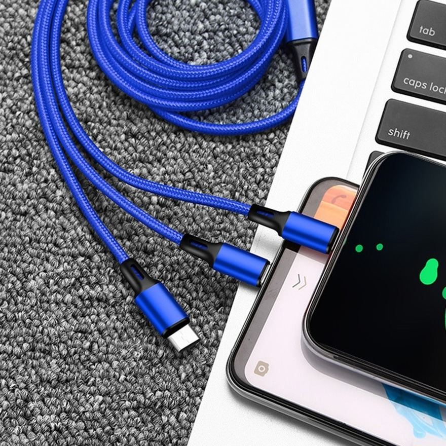 Cáp Sạc Micro Usb Type C 3 Trong 1 Cho Iphone 12 Mini 11 Pro Xs Max Xr X 6 6s 7 8 Plus Ios Android